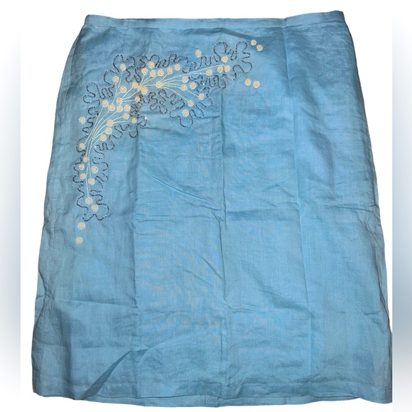 French Connection Cotton Blue Embroidered Skirt Size 10 - Picture 2 of 5